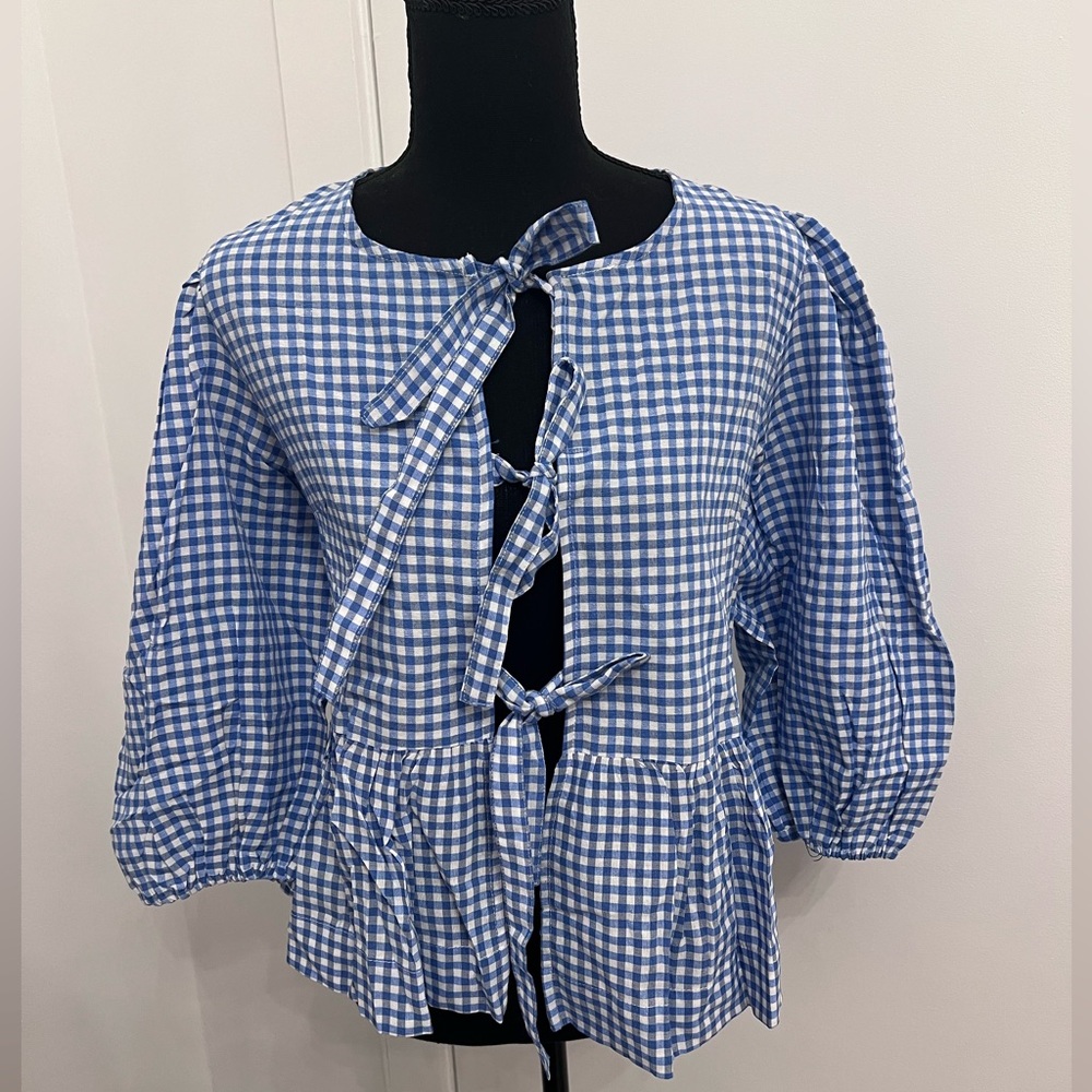 Blue Gingham Women's Top